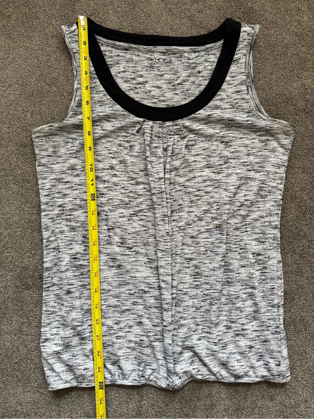LOFT Outlet Black-Trim Gray Space Dye Sleeveless Tank Top - Picture 7 of 7
